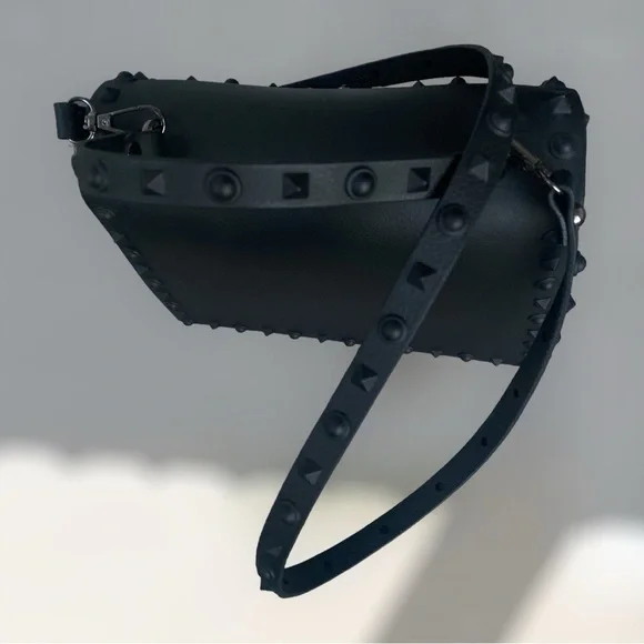 Rivet Jelly Tote Crossbody Shoulder Bag Tote Black Curved Handle9.5” x 7.5…